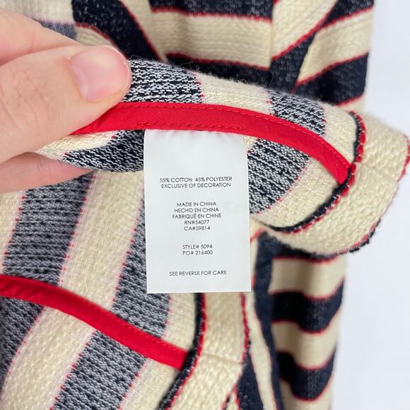 Cabi #5094 | Cruise Jacket Navy Cream Red Stripe Nautical Double Breasted Blazer - Picture 13 of 16